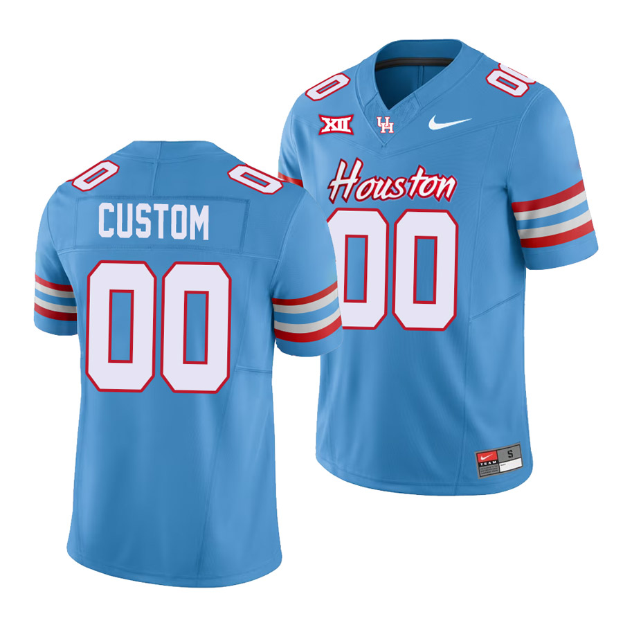Houston Cougars Custom Blue Oilers Football Jersey
